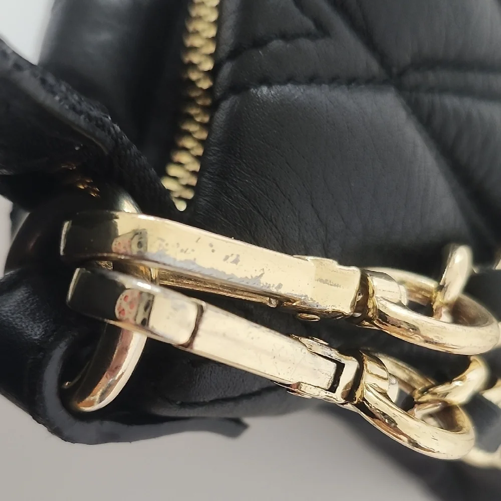Valentino Black Quilted Leather Shoulder Bag With Removable Chain Straps 10x 7 - Picture 12 of 16